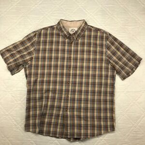 Customized Version designed by Dubinik brown‎ plaid SS buton front shirt XL